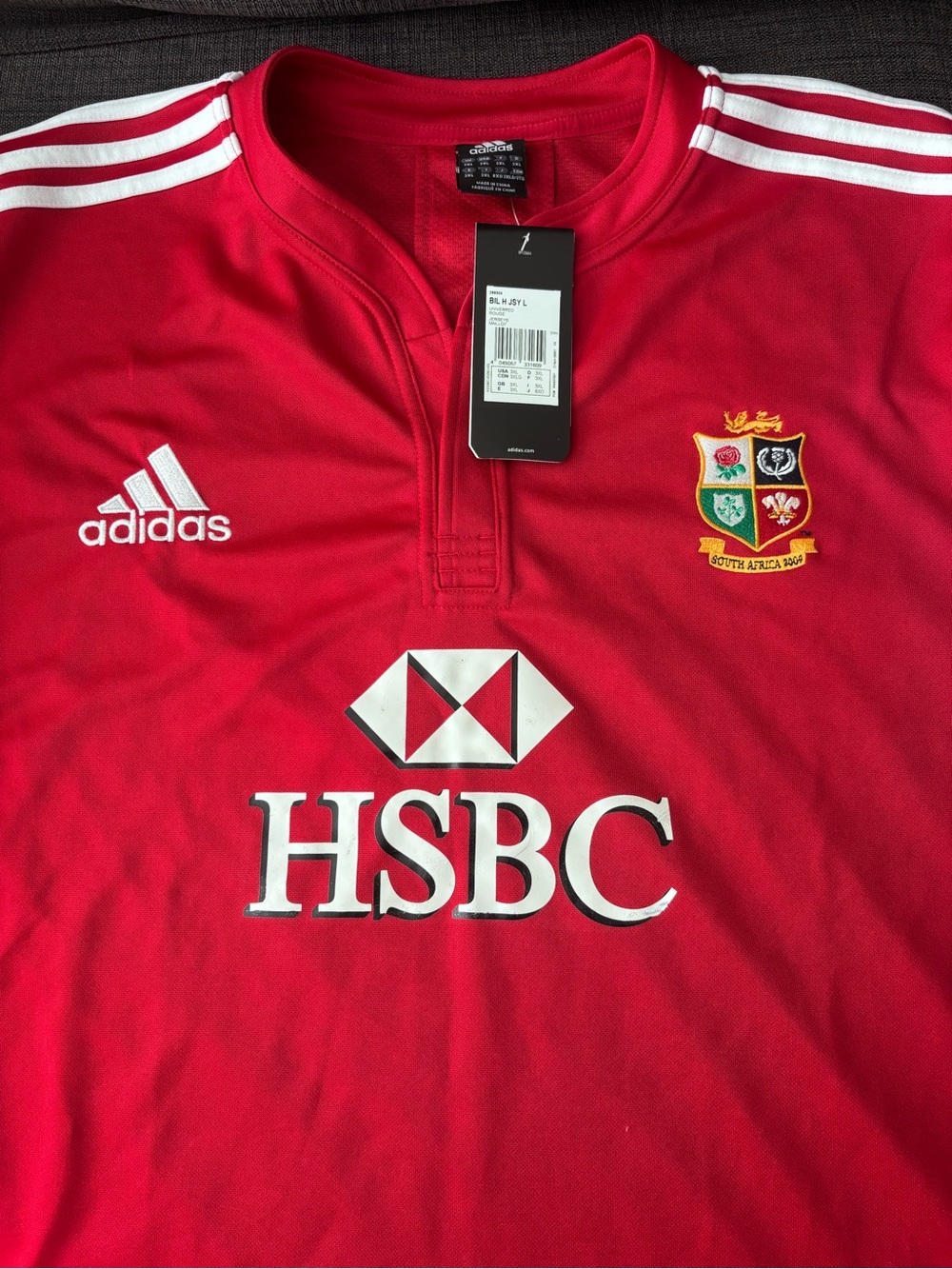 adidas Men’s Red Rugby Jersey with HSBC Logo